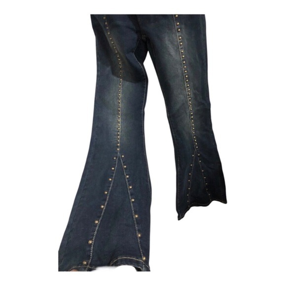 Studded flare bell bottom lainie wilson style dark indigo wash jeans size 11 new - Picture 9 of 16
